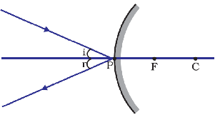  Reflection of ray of light incident obliquely to the Principal axis towards a Pole of a Convex Mirror 