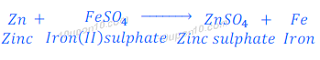 reaction between zinc and iron(II) sulphate 