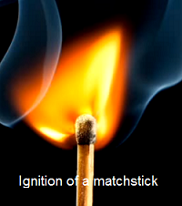 combustion and flame ignition of matchstick