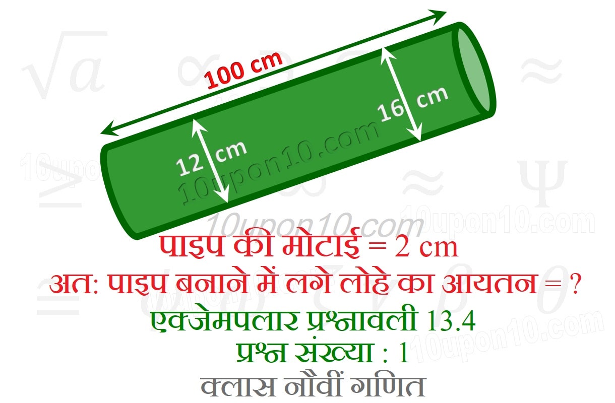 नौवीं गणित पृष्ठीय क्षेत्रफल और आयतन एनसीईआरटी एक्सेम्पलार प्रश्नावली 13.4 प्रश्न संख्या1