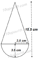 पृष्ठीय क्षेत्रफल एवं आयतन एनoसीoआरoटीo प्रश्नावली 13.1 प्रश्न संख्या 3 का हल  क्लास दसवीं गणित  चित्र-3