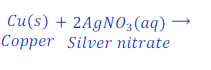 reaction of copper metal with the solution of silver nitrate 