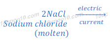 electrolysis of molten sodium chloride 