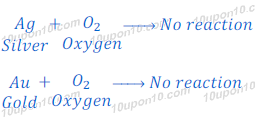 reaction of silver and gold with oxygen