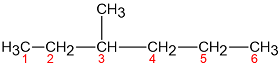 IUPAC nomenclature numbering of carbon atoms in methylhexane