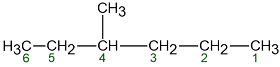 IUPAC nomenclature numbering1 of carbon atoms in methylhexane