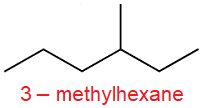 IUPAC nomenclature stucture3 of 3-methylhexane