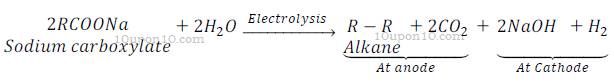 Organic Chemistry  alkane preparation of alkane from sodium carboxylate electrolysis of salt of carboxylic acid Kolbe reaction