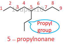 IUPAC nomenclature structure formula of 5-propylnonane