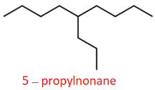 IUPAC nomenclature structure formula4 of 5-propylnonane