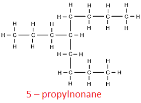 IUPAC nomenclature structure formula5 of 5-propylnonane