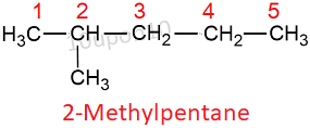 IUPAC nomenclature rule example5 2-methylpentane